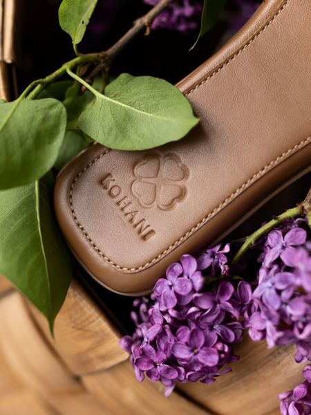 Melania leather cognac slippers with leather lining, 36, Leather, Caramel, Leather, Меланія