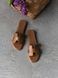 Melania leather cognac slippers with leather lining, 36, Leather, Caramel, Leather, Меланія