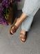 Melania leather cognac slippers with leather lining, 36, Leather, Caramel, Leather, Меланія
