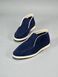 High-cut loafers, blue, genuine suede, leather lining