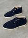 High-cut loafers, blue, genuine suede, leather lining