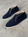High-cut loafers, blue, genuine suede, leather lining