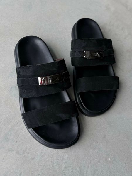Slippers EVEN velour, black, size 37