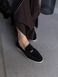Loafers Marsala, black color, natural suede, unlined