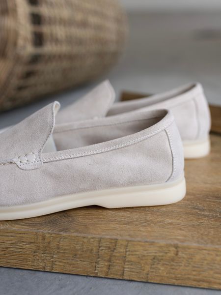 Calypso loafers, sand color, genuine suede, unlined