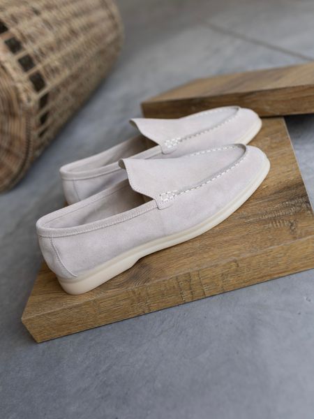 Calypso loafers, sand color, genuine suede, unlined