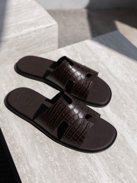 Slippers Step, leather, dark brown, size 40