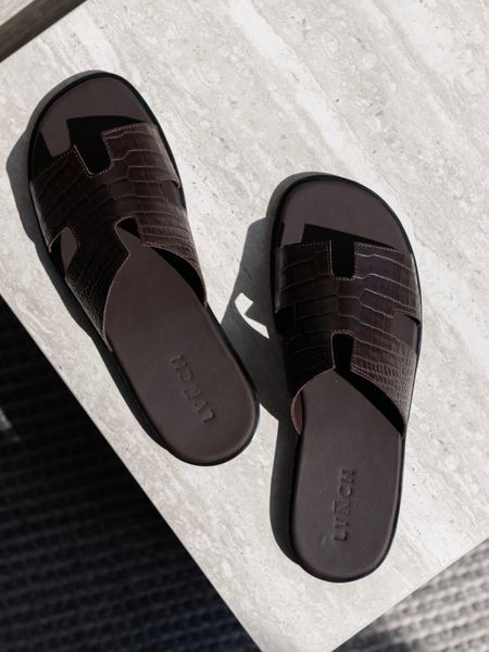 Slippers Step, leather, dark brown, size 40