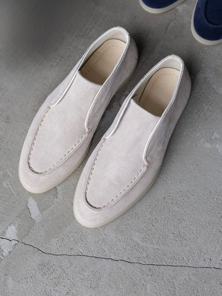 Aurora loafers, sand color, natural suede, leather lining