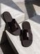 Slippers Step, leather, dark brown, size 40