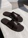 Slippers Step, leather, dark brown, size 40