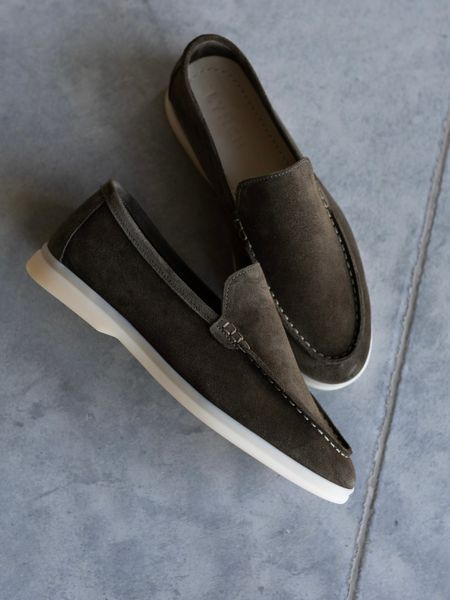 Calypso loafers, khaki, genuine suede, unlined