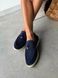 Loafers Marsala , dark blue color, natural suede, unlined