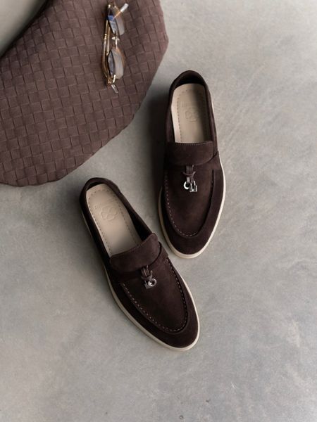 Loafers Lusso, chocolate color, natural velor, leather lining