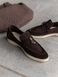 Loafers Lusso, chocolate color, natural velor, leather lining