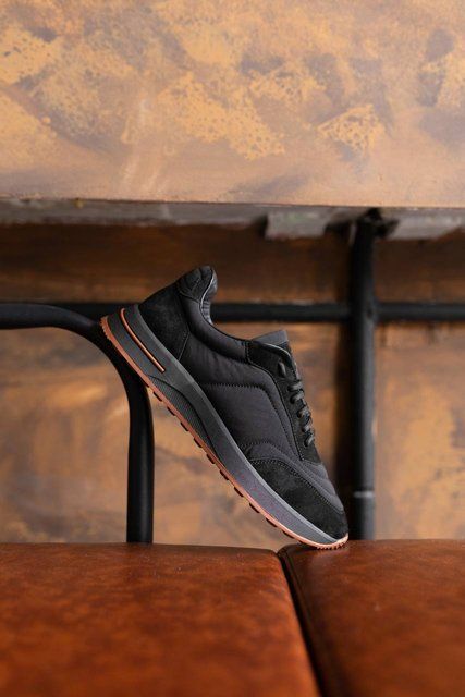 Richie sneakers, black, genuine suede, leather lining