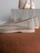 Loafers Meriel, gray-beige color, natural suede, unlined