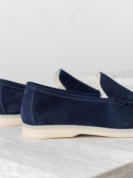 Calypso loafers, blue, genuine suede, unlined