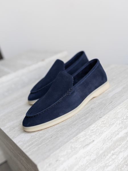 Calypso loafers, blue, genuine suede, unlined