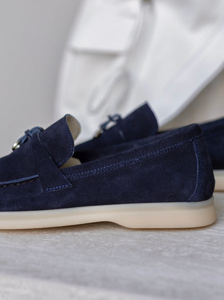 Loafers Lusso, blue color, natural velor, leather lining