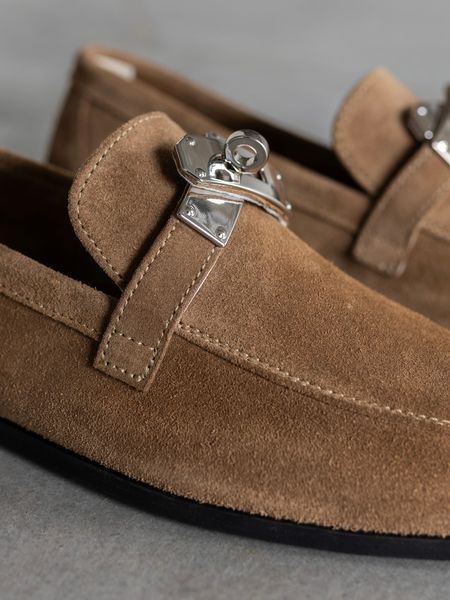 Shoes "Leoni", suede, castore color, leather lining, 36, Suede, Black, Leather, Леоні