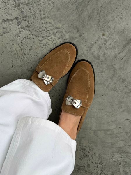 Shoes "Leoni", suede, castore color, leather lining, 36, Suede, Black, Leather, Леоні