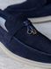 Loafers Lusso, blue color, natural velor, leather lining