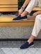 Calypso loafers, blue, genuine suede, unlined