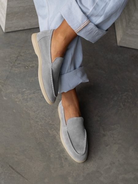 Loafers Loretto, metallic color, natural suede, unlined