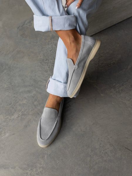 Loafers Loretto, metallic color, natural suede, unlined