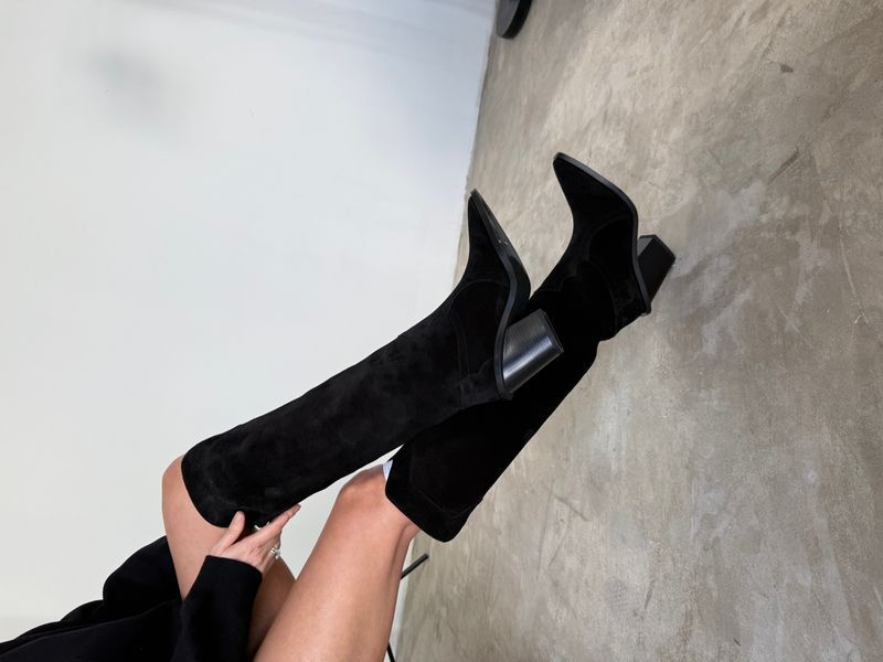 Boots "Bri", suede, black, bayka lining, size 40, 36, Suede, Black, Wool insulation, Брі
