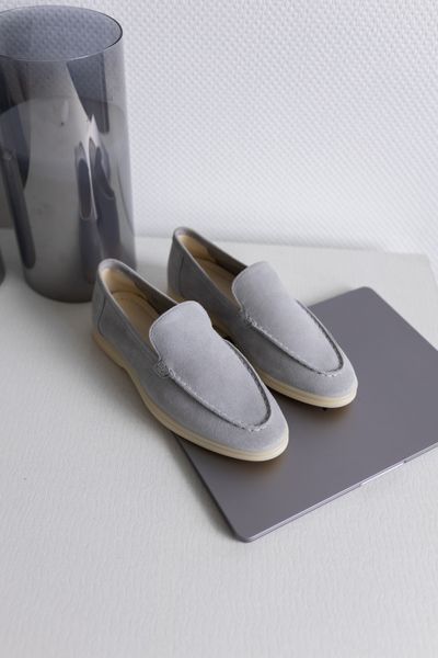 Loafers Loretto, metallic color, natural suede, unlined