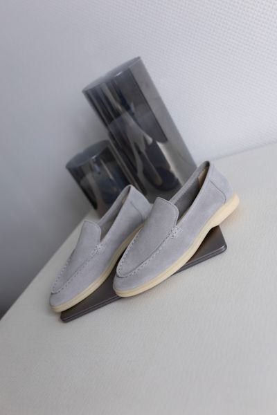 Loafers Loretto, metallic color, natural suede, unlined