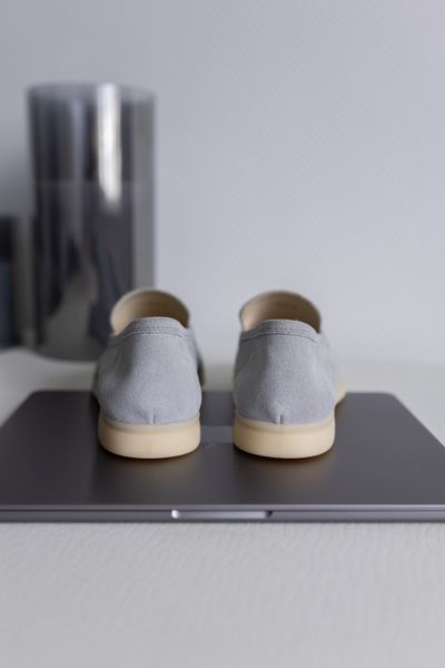Loafers Loretto, metallic color, natural suede, unlined