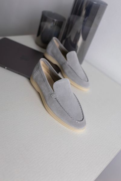 Loafers Loretto, metallic color, natural suede, unlined