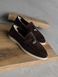 Loafers Marsala, chocolate color, natural suede, unlined