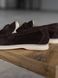 Loafers Marsala, chocolate color, natural suede, unlined